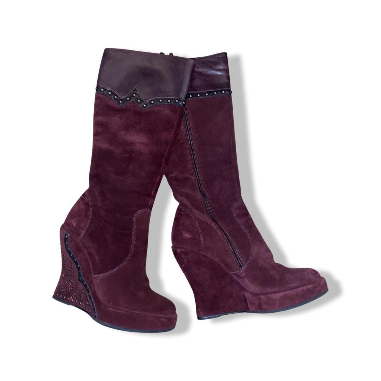 Women's Burgundy Boots Depop