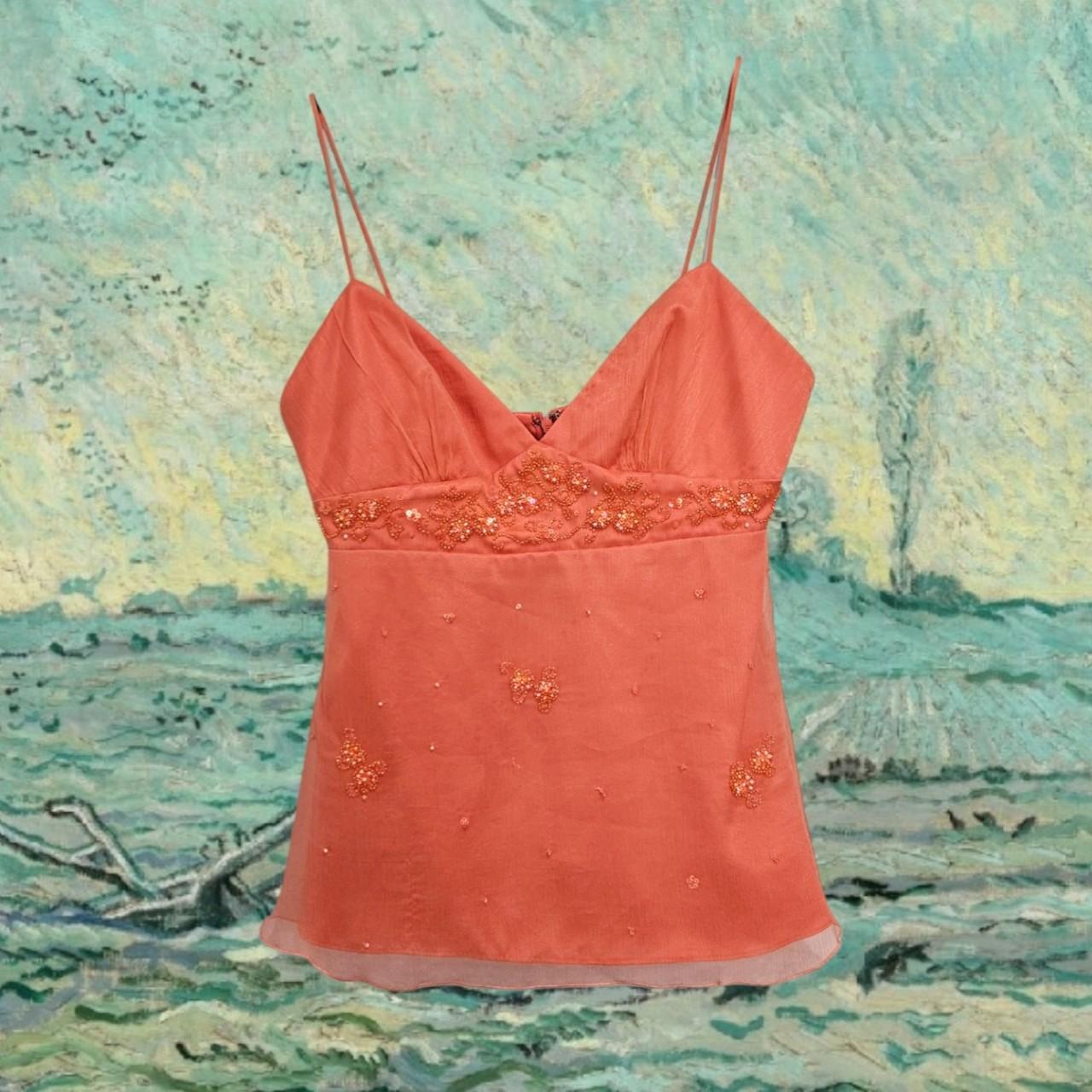 Laundry by Shelli Segal Women's Orange and Pink Vest Depop