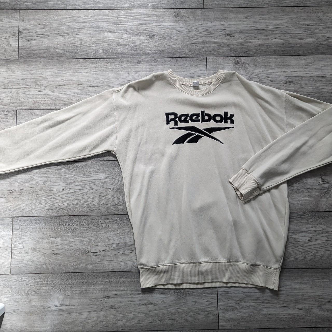 Reebok Crew neck Jumper cream Size L... Depop