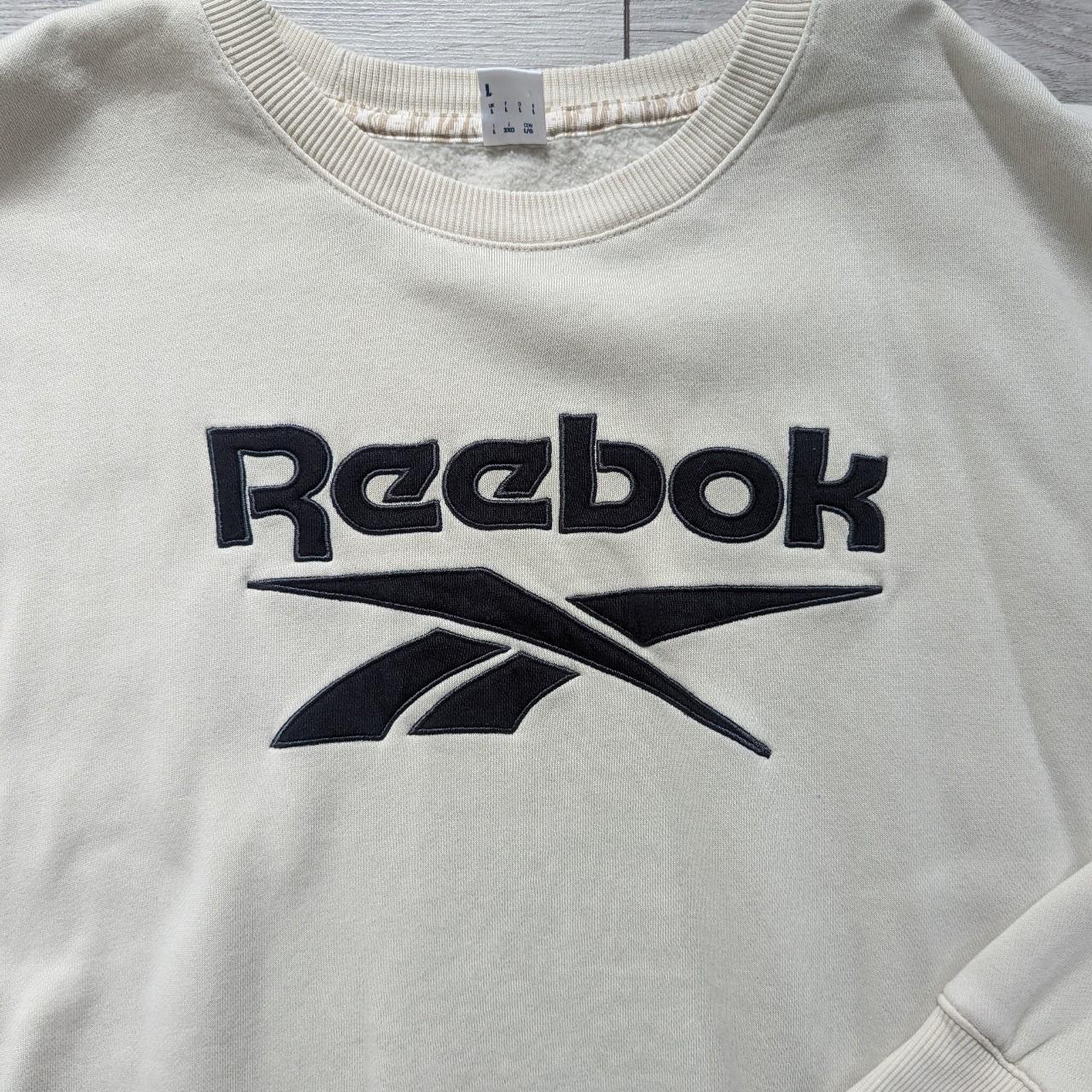 Reebok Crew neck Jumper cream Size L... Depop