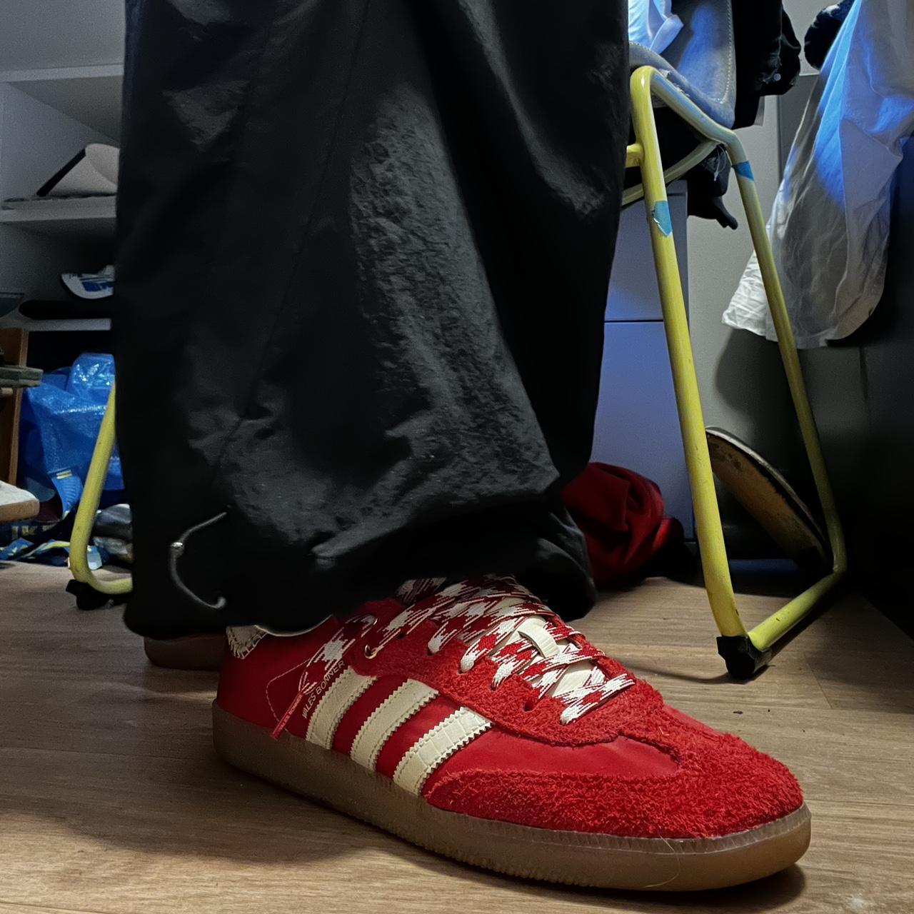 Wales Bonner Men's Red and Cream Trainers Depop