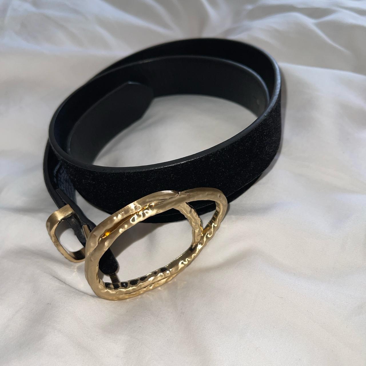 Zara Women's Black and Gold Belt Depop