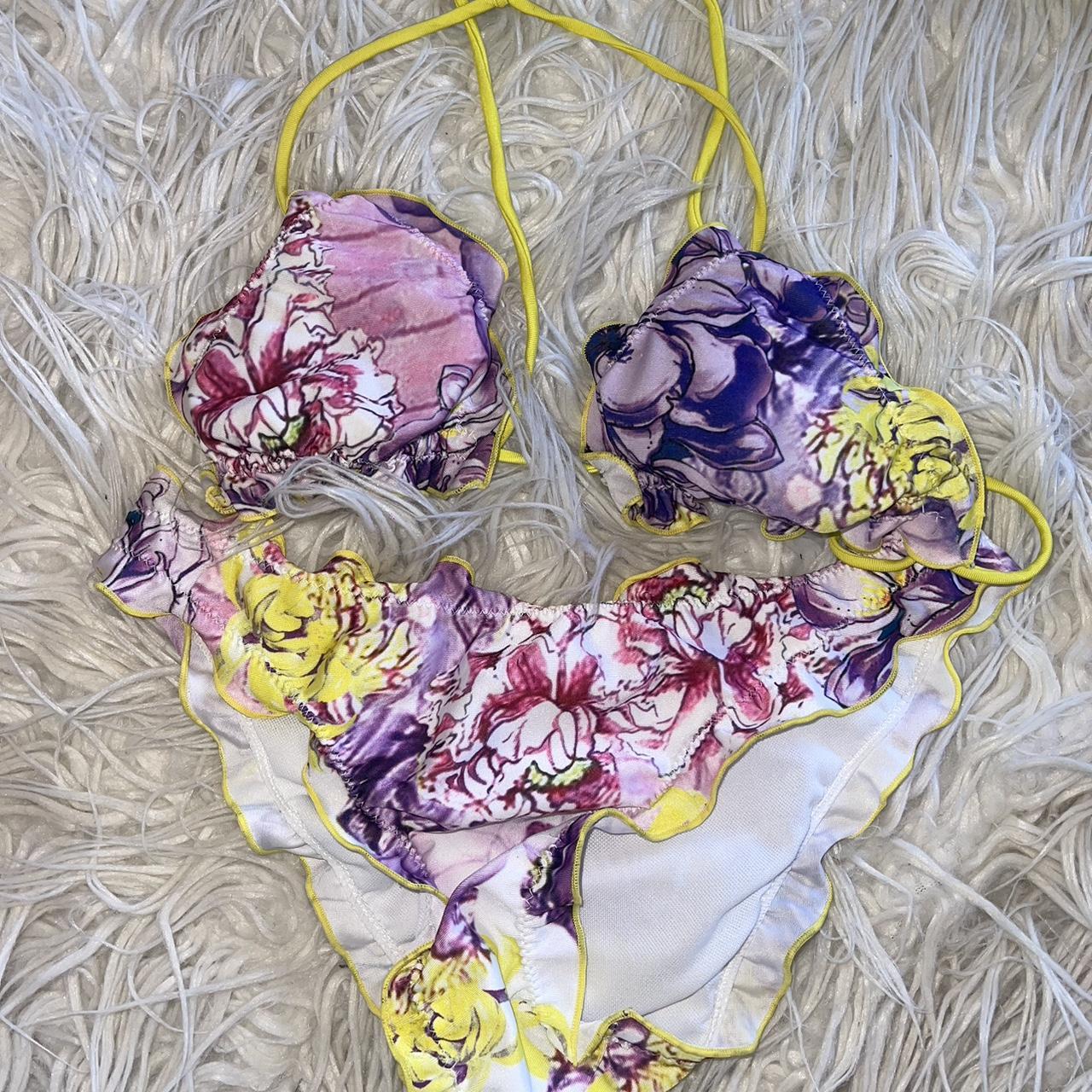 Purple and yellow bikini 💜💛 Size S Worn a couple of... - Depop