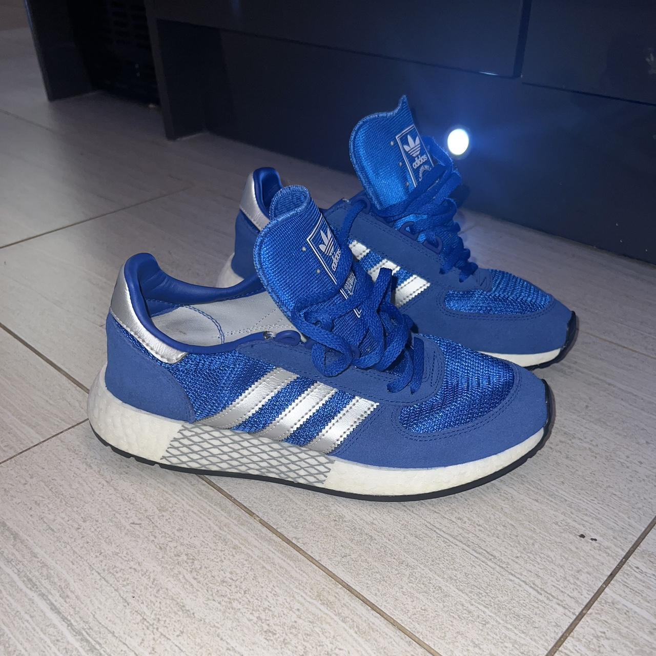 Womens men adidas blue trainers gym sneakers size 6... - Depop