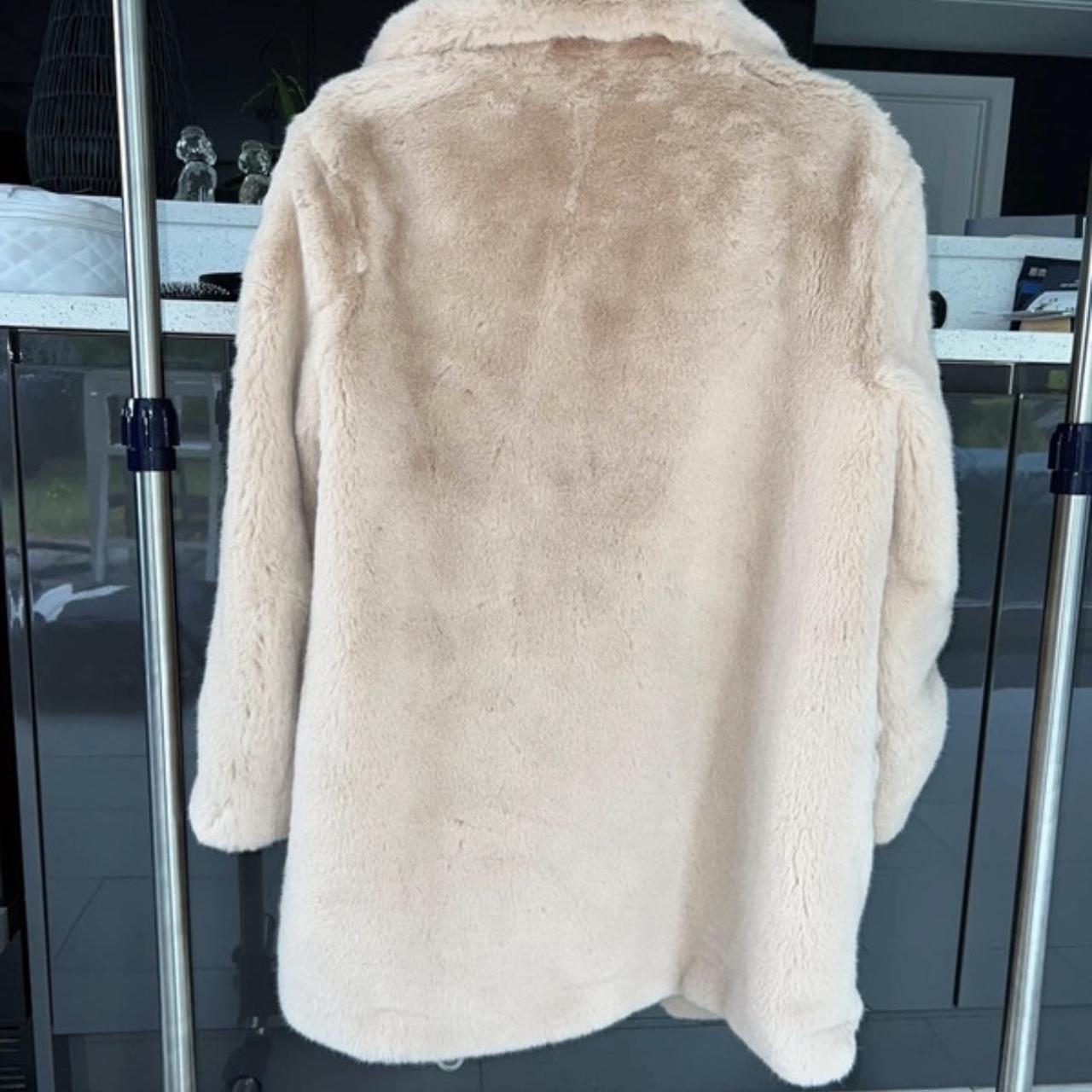 new womens ZARA faux fur coat jacket beige