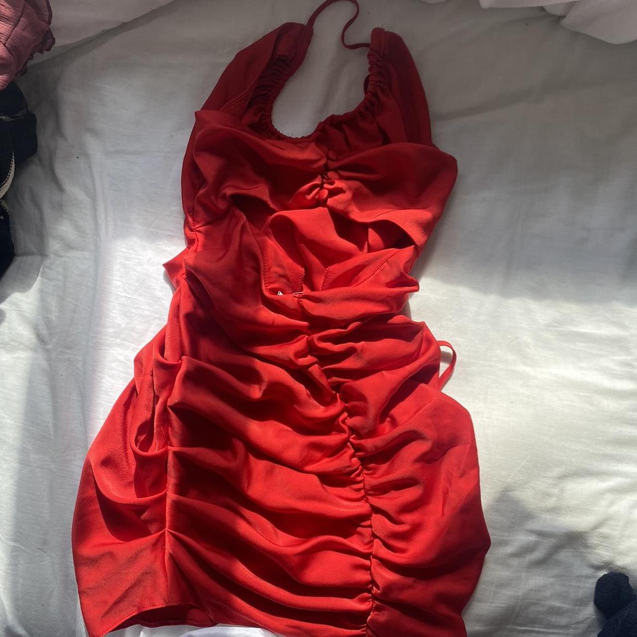 Red satin mini dress from asos Size UK 4, would fit... - Depop