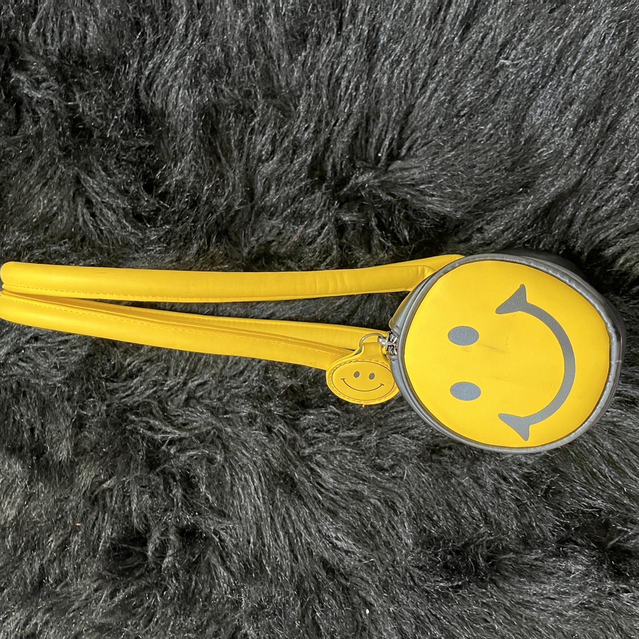 Yellow and black smiley face purse y2k Depop