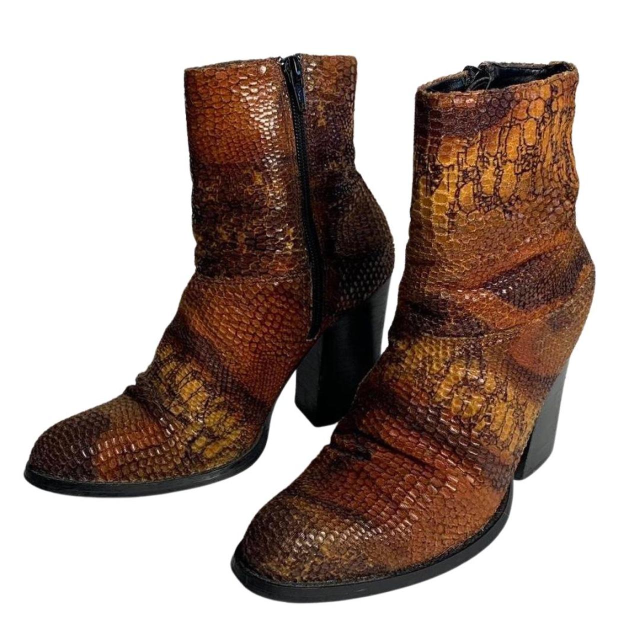 orange snakeskin boots