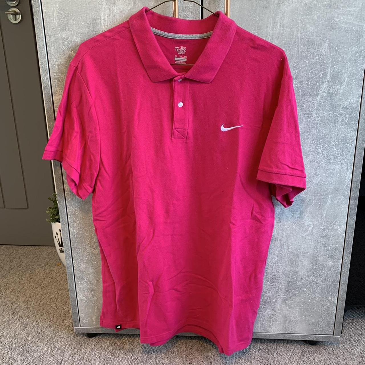 Hot pink Nike polo shirt in excellent brand new... - Depop