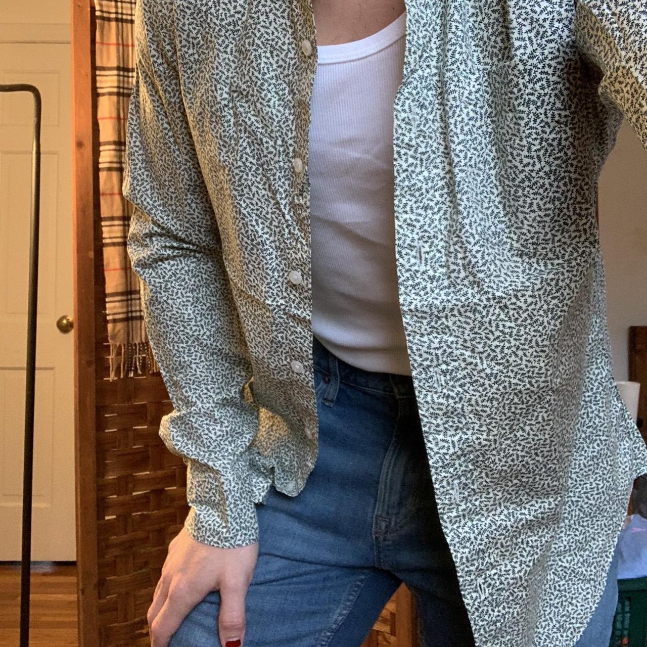 J.Crew Men's White and Green Shirt Depop