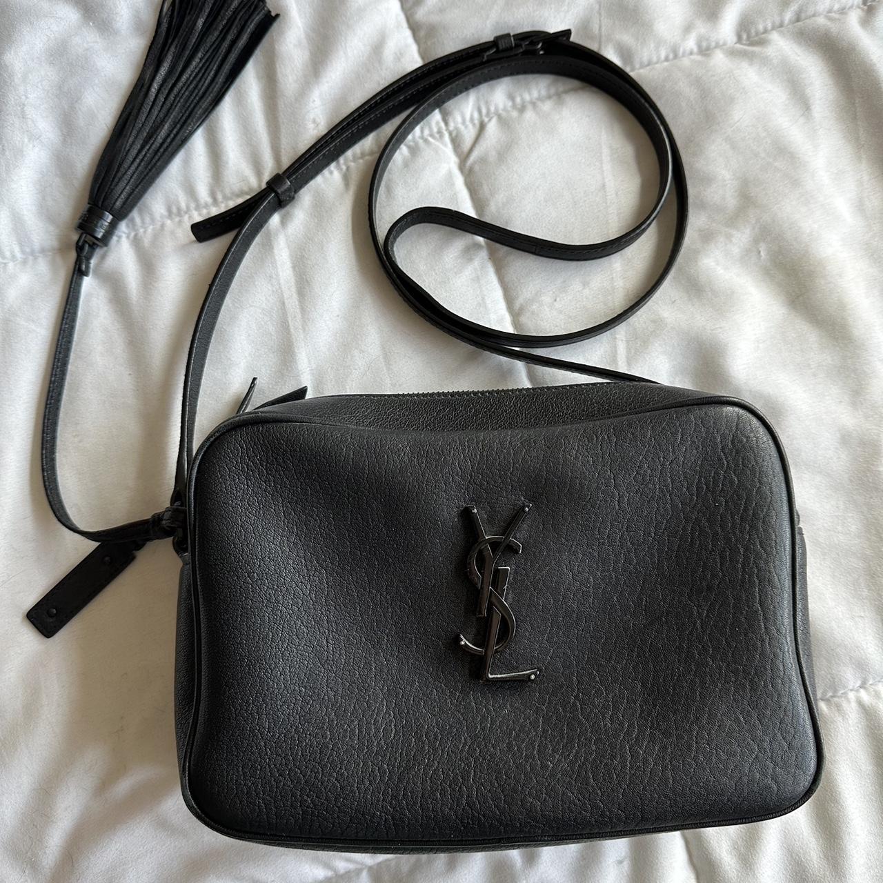 YSL cross body bag in smooth black lamb skin... Depop
