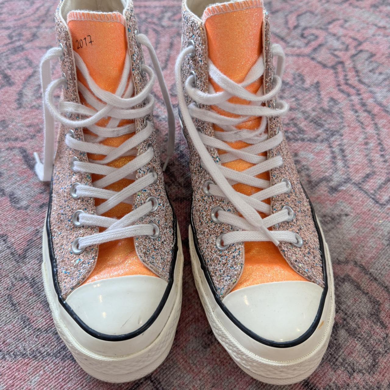 JW Anderson x converse. Pink and Orange sparkles. Depop