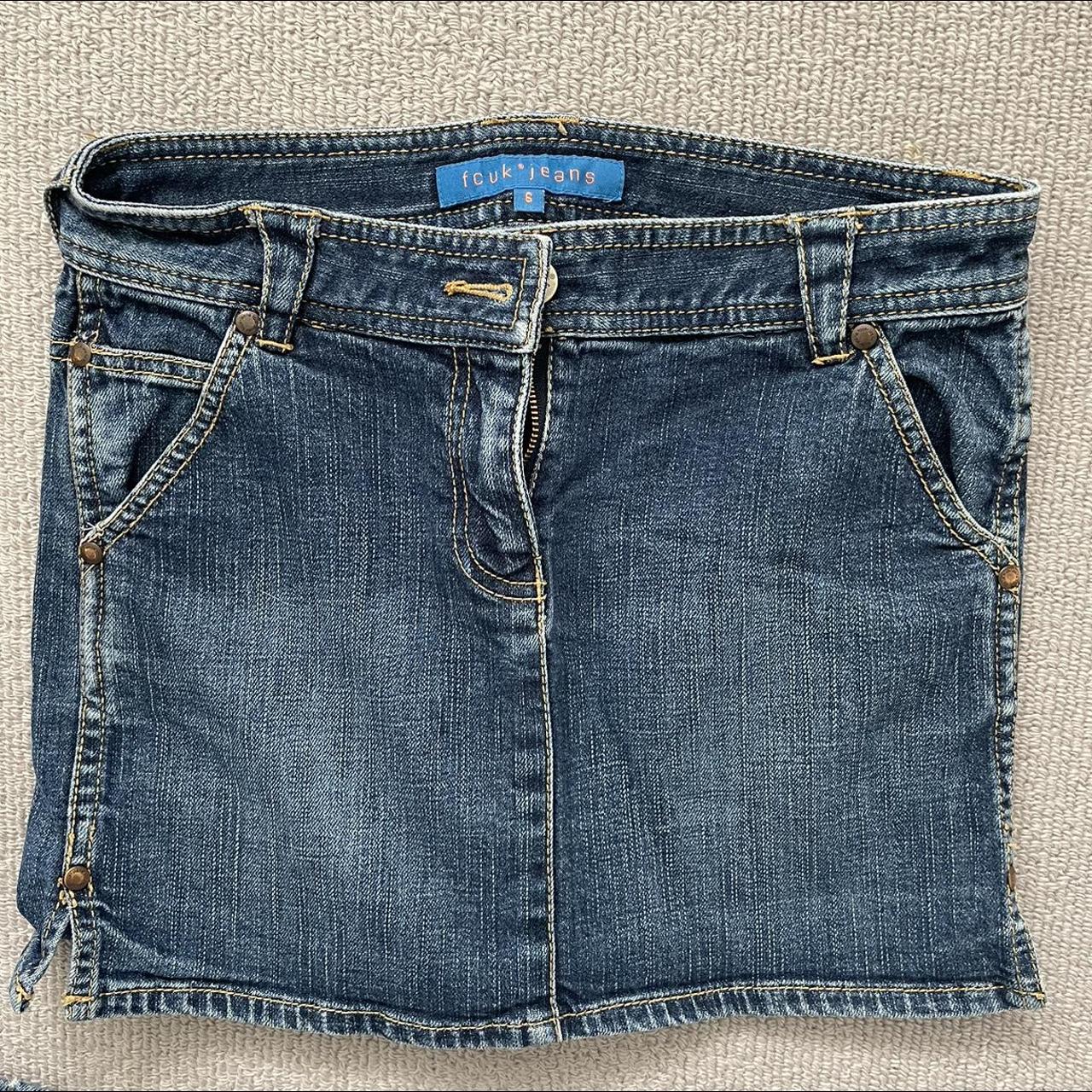 FCUK denim skirt French connection mini skirt... - Depop