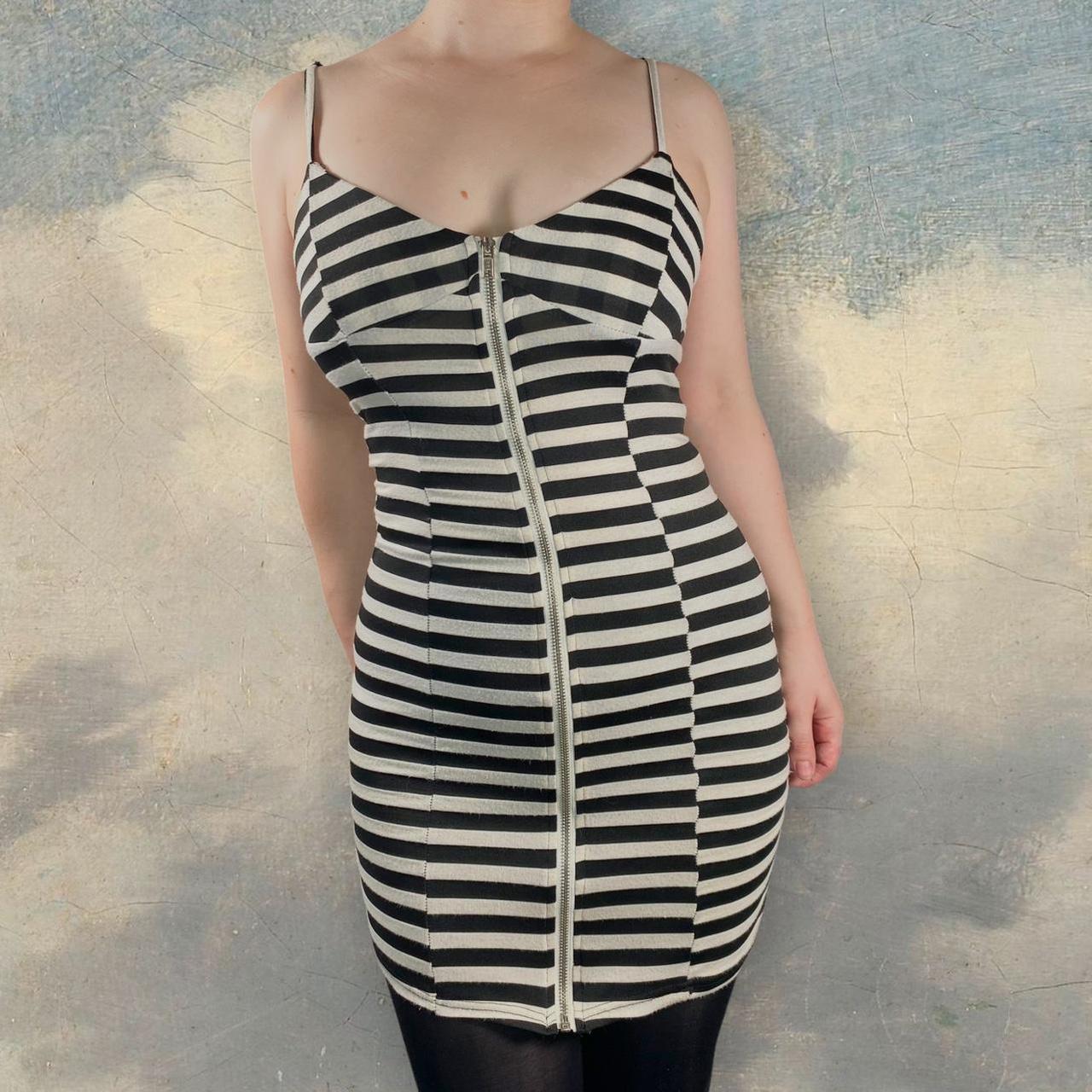 Black & White Striped Zip Dress You could... Depop