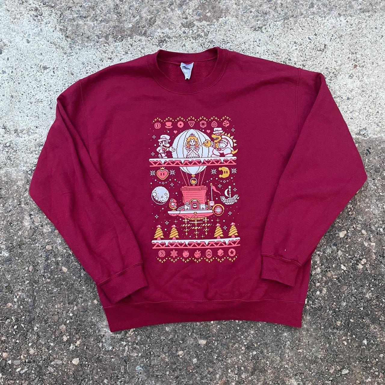 Gildan Men's Burgundy Sweatshirt | Depop