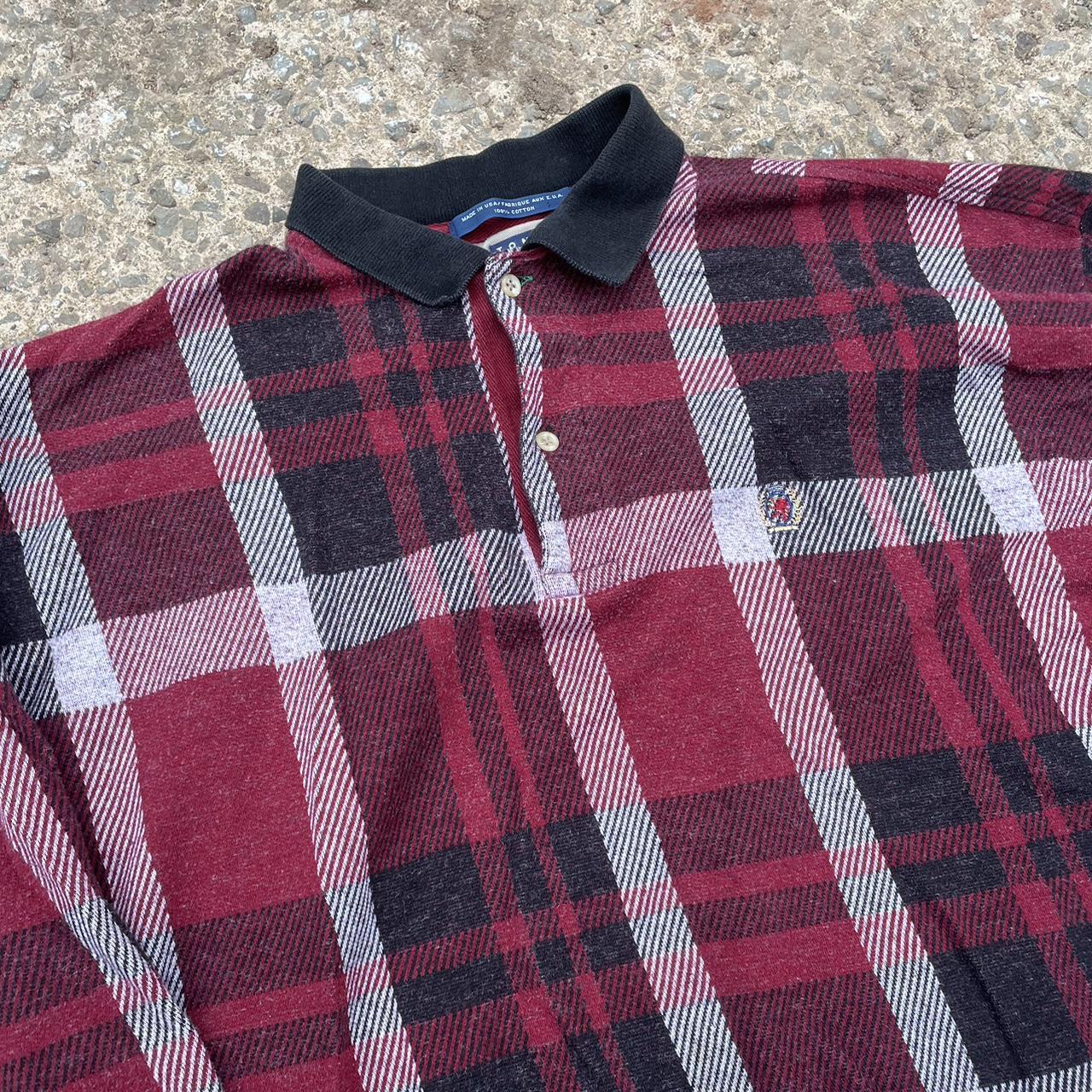 Tommy Hilfiger Men's Burgundy and Black Polo-shirts | Depop