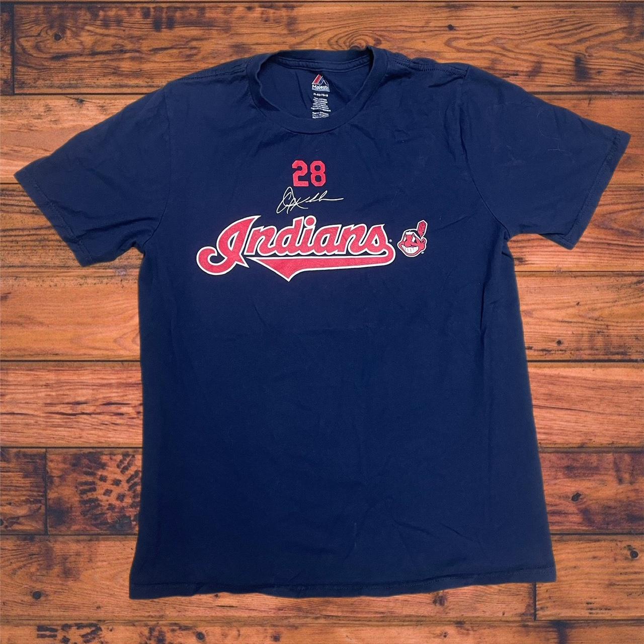 Majestic Cleveland Indians Navy T-shirt 🕺🏼 Size - - Depop