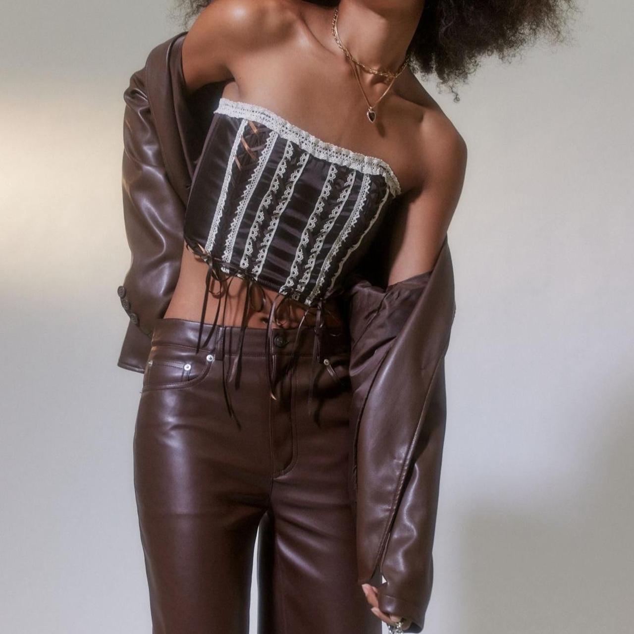 Urban outfitters brown lace up corset bandeau Depop