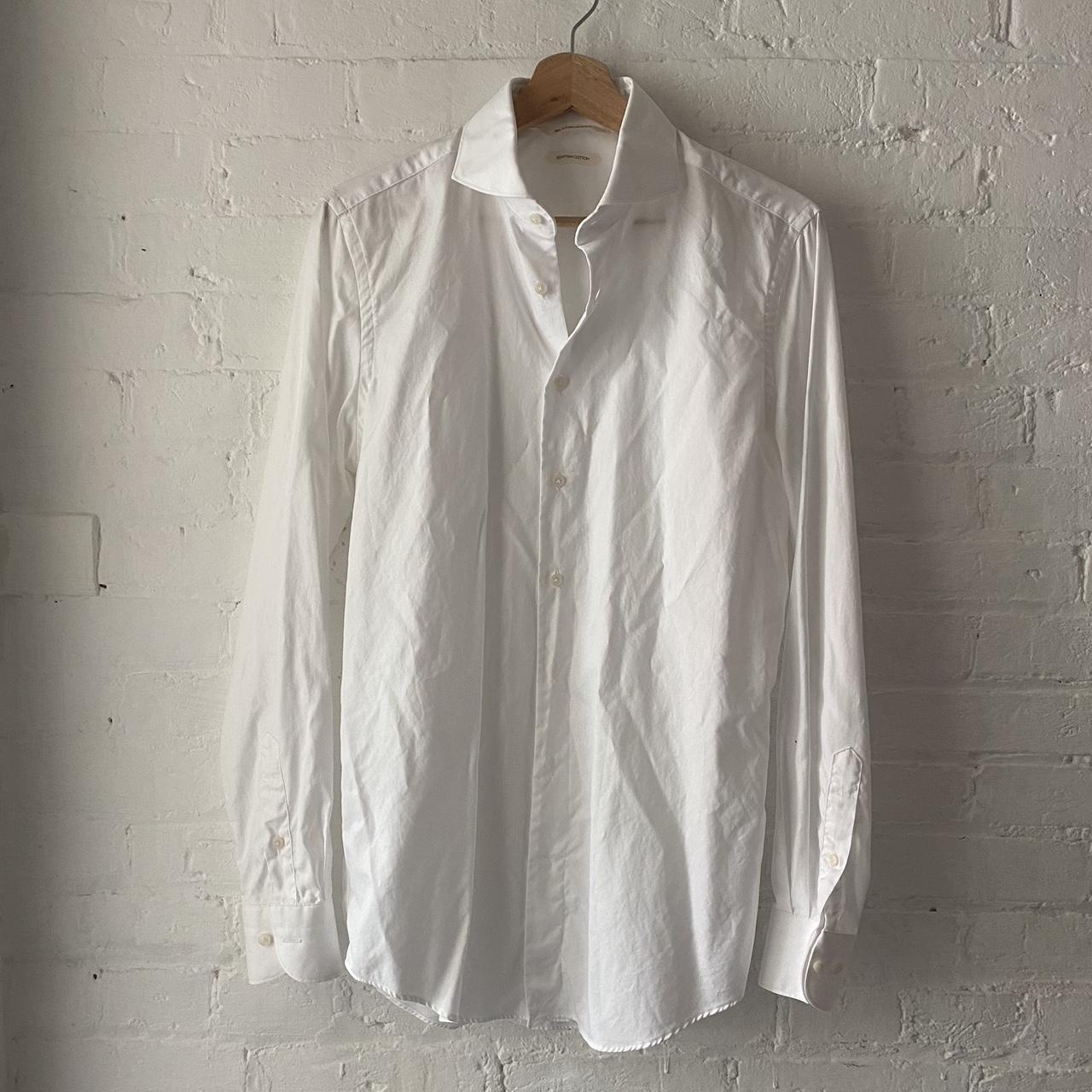 White cotton button down shirt. Suitsupply in style... - Depop