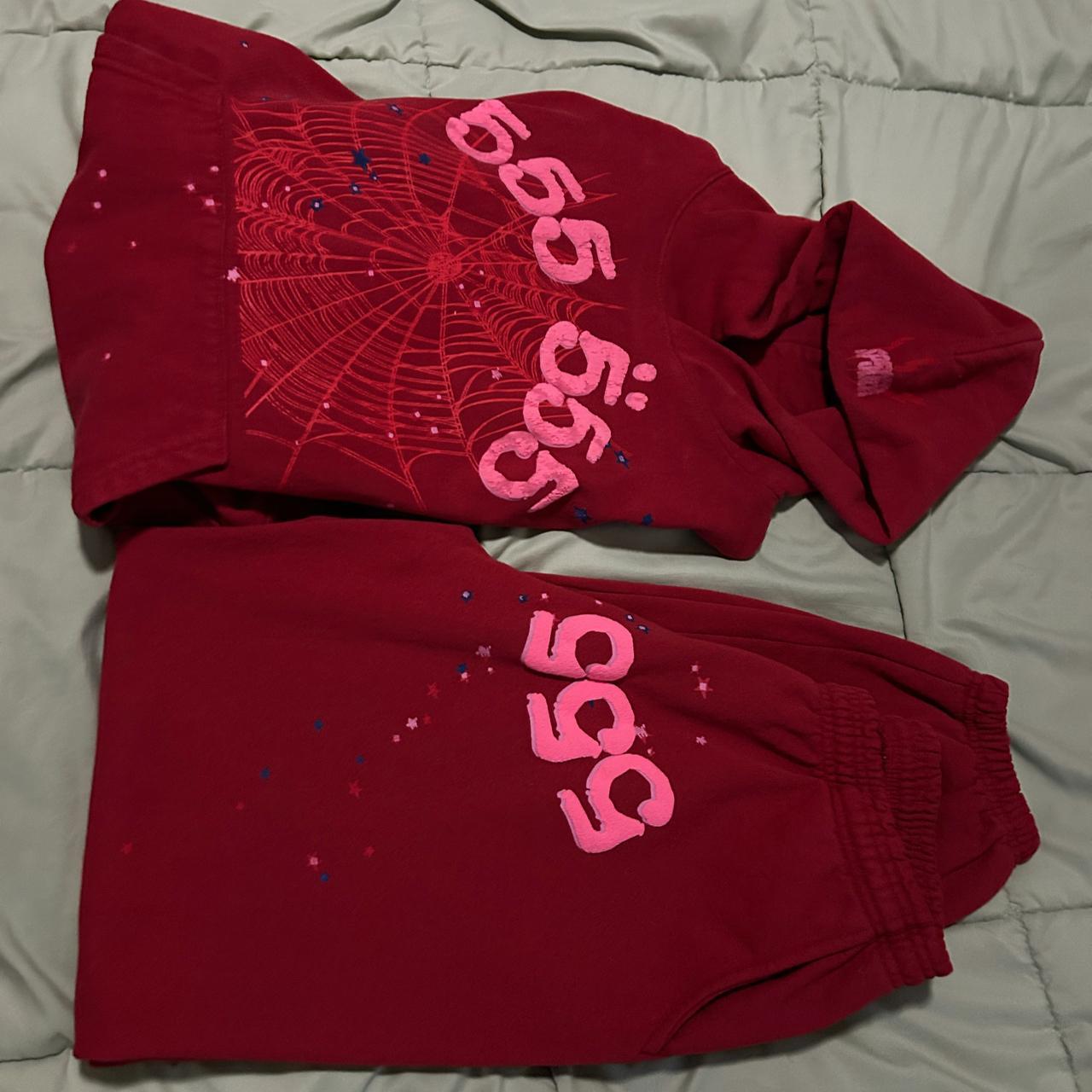 Yovoclub Sp5der Worldwide Red Angel Number 555 Hoodie & Sweatpant