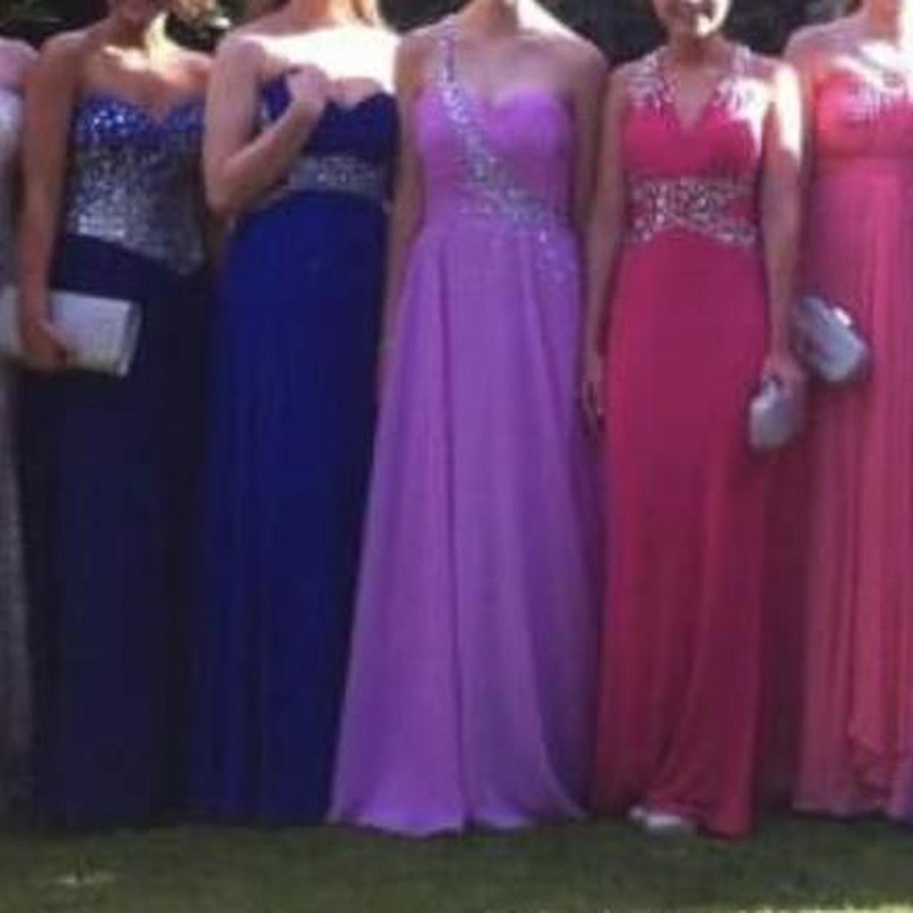 Pink / purple one strap long prom dress. Jewels... - Depop