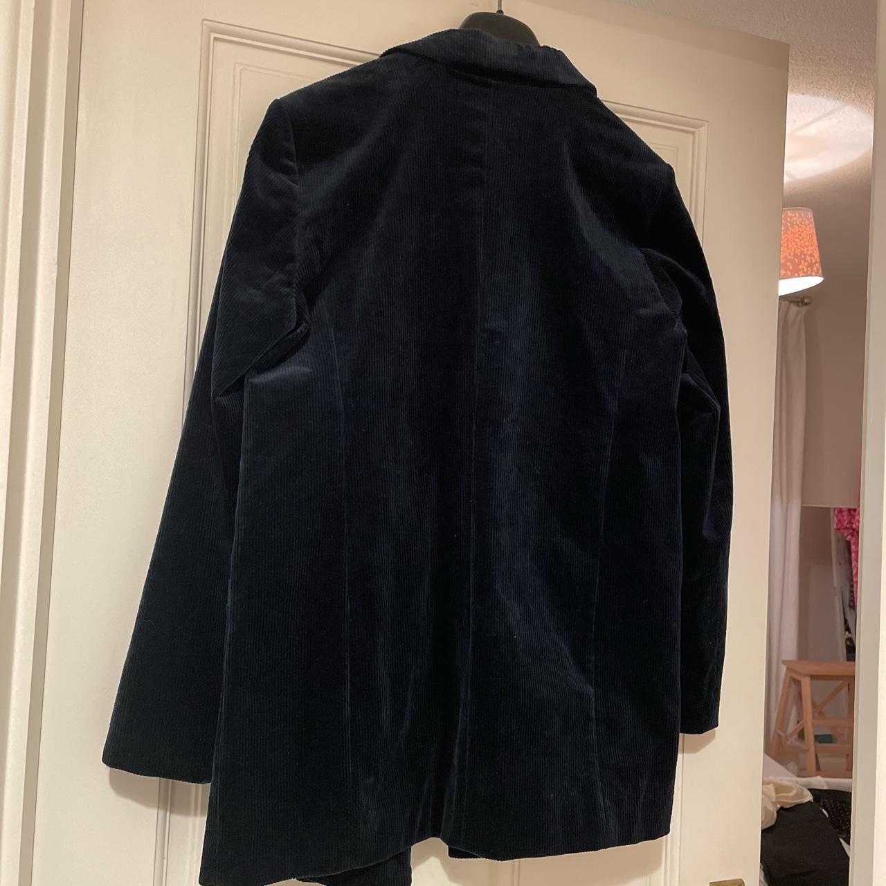 Ganni navy blue corduroy blazer jacket size 36 (UK... - Depop