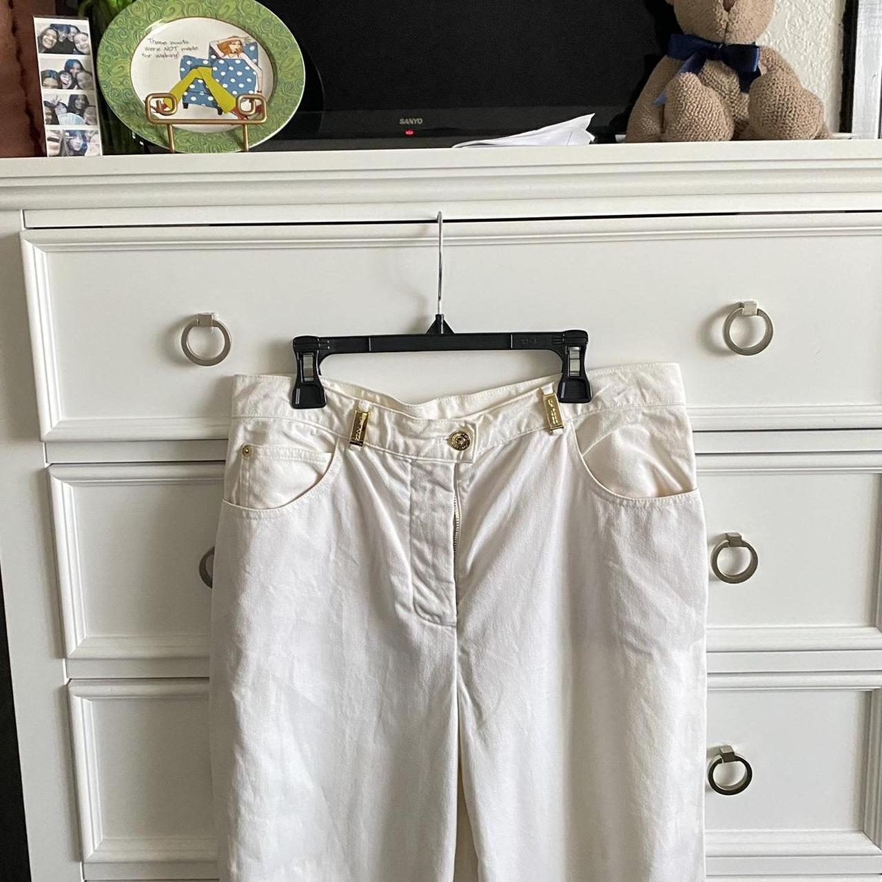 White loose fitting pants w/ gold hardware The... - Depop