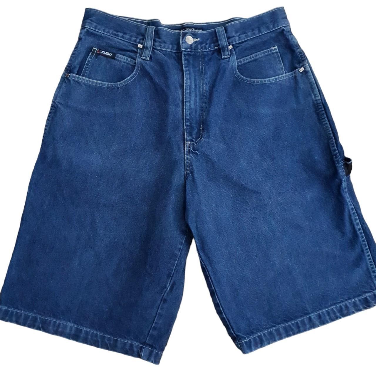 FUBU Men's Navy and Blue Shorts | Depop