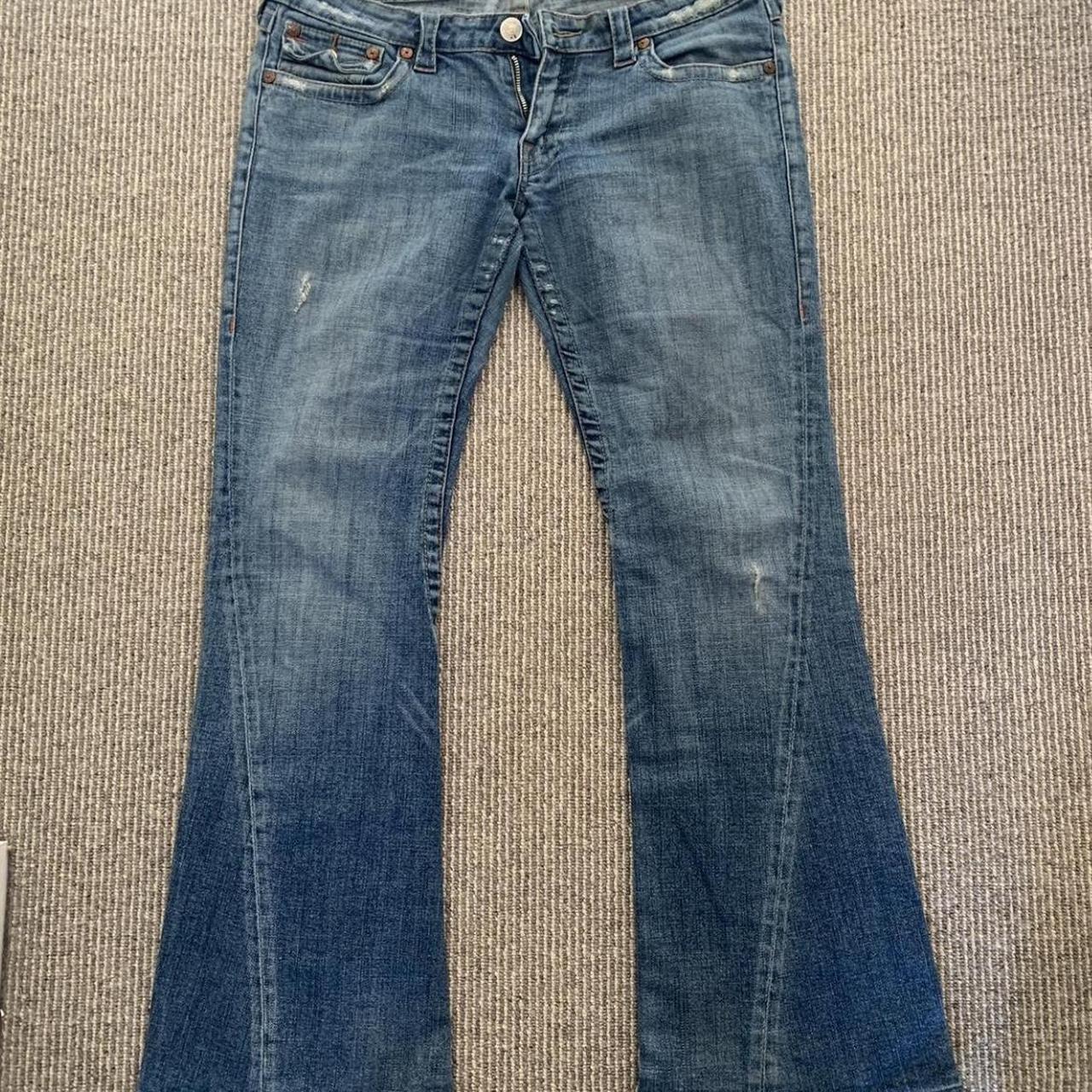 low rise y2k true religion flared jeans very cute... - Depop