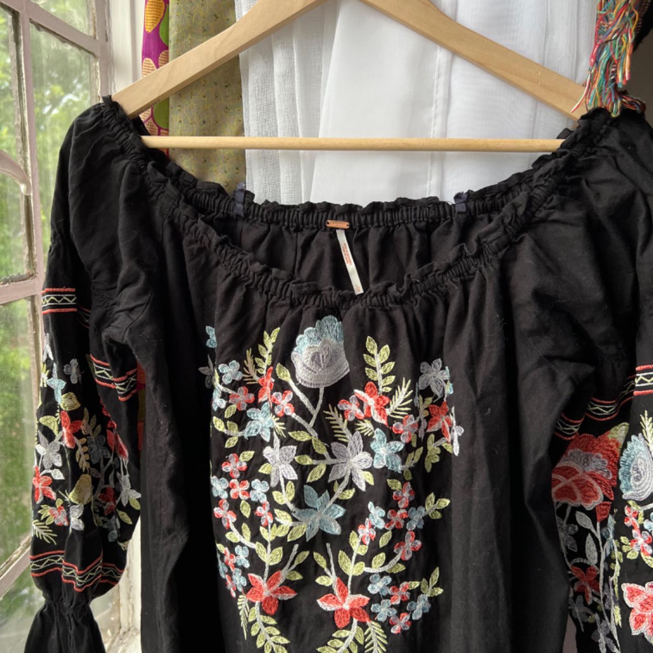 NWOT Free People boho black embroidered dress. Super. Depop