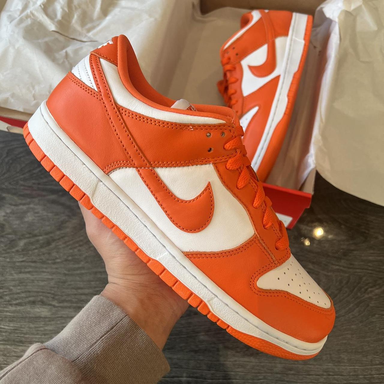 Nike Men's White and Orange Trainers | Depop