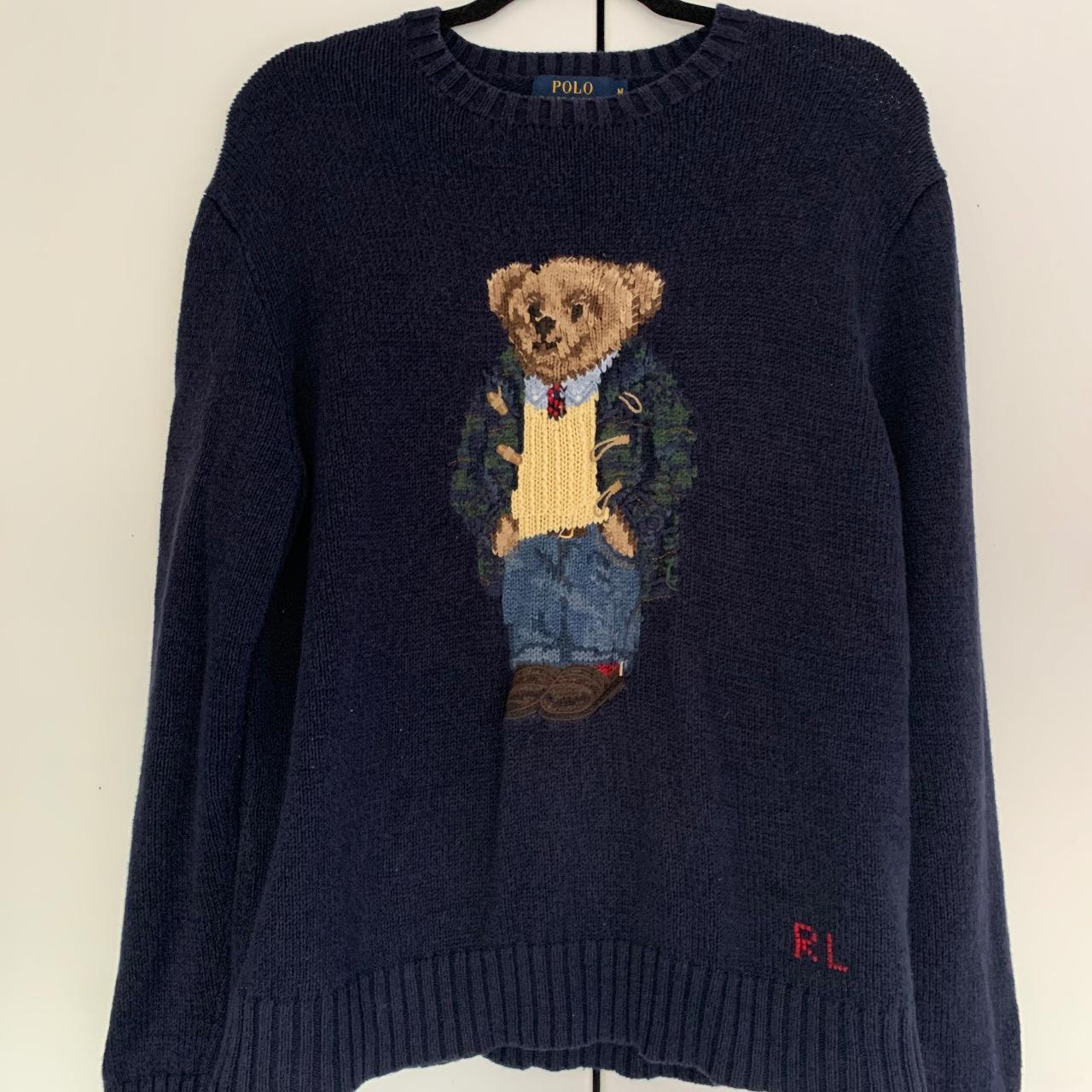 Rare Authentic Navy blue knitted Ralph Lauren Bear... - Depop