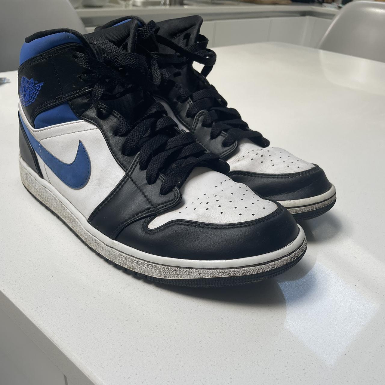 blue/black/white Jordan 1 mids. Good condition... Depop