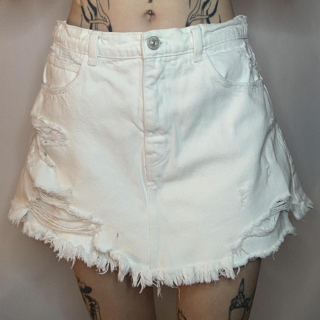 White denim outlet cutoff skirt