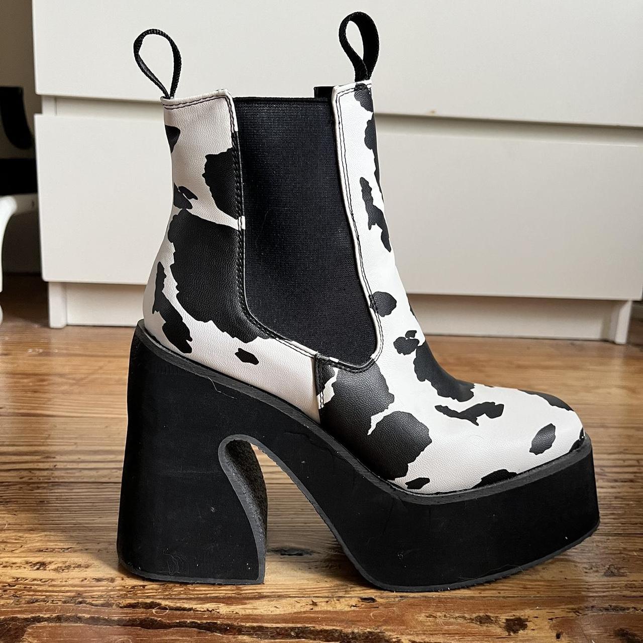 Cow print platform Chelsea boots from Koi Footwear. Depop