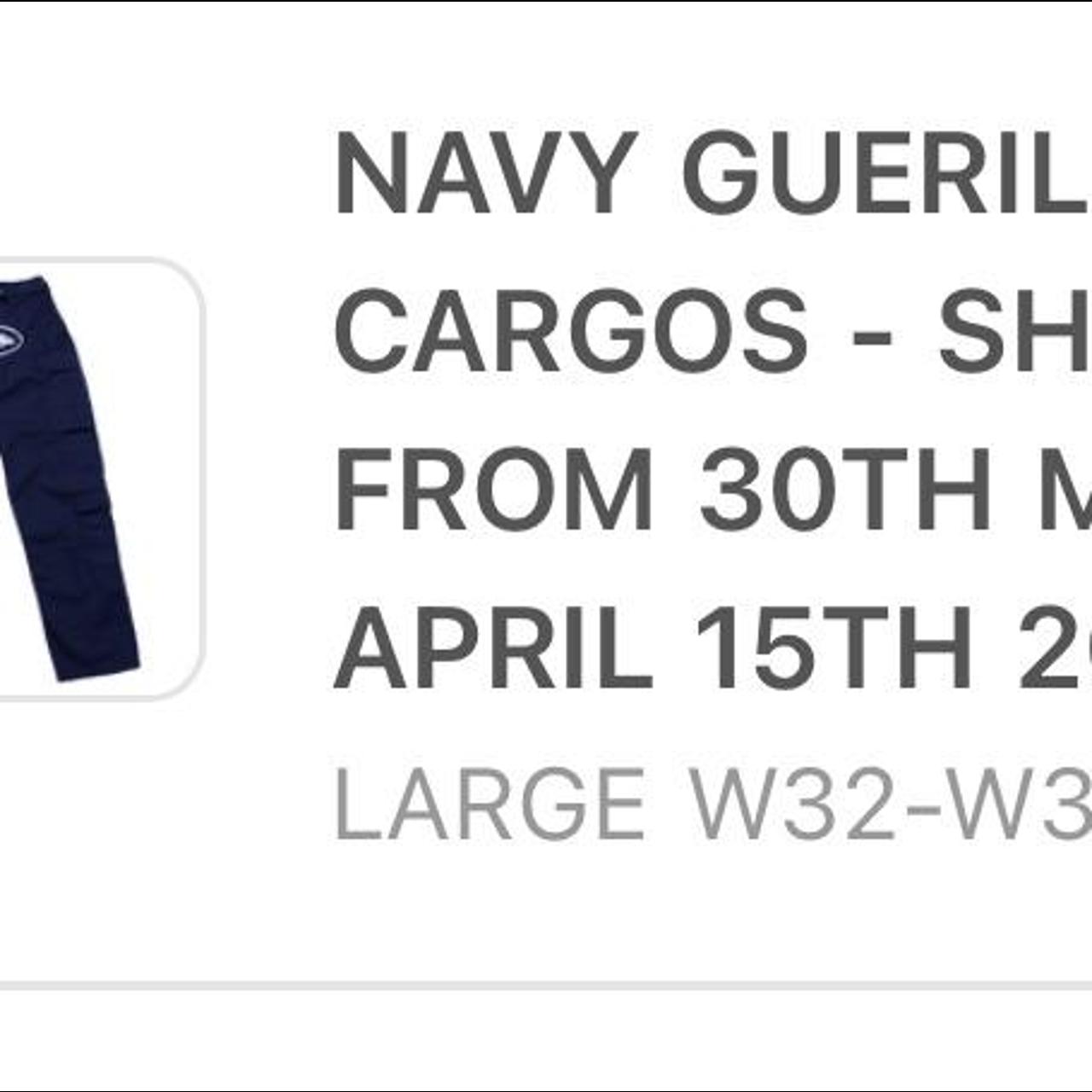 Corteiz GUERILLAZ* Alcatraz Cargos Navy - Size... - Depop