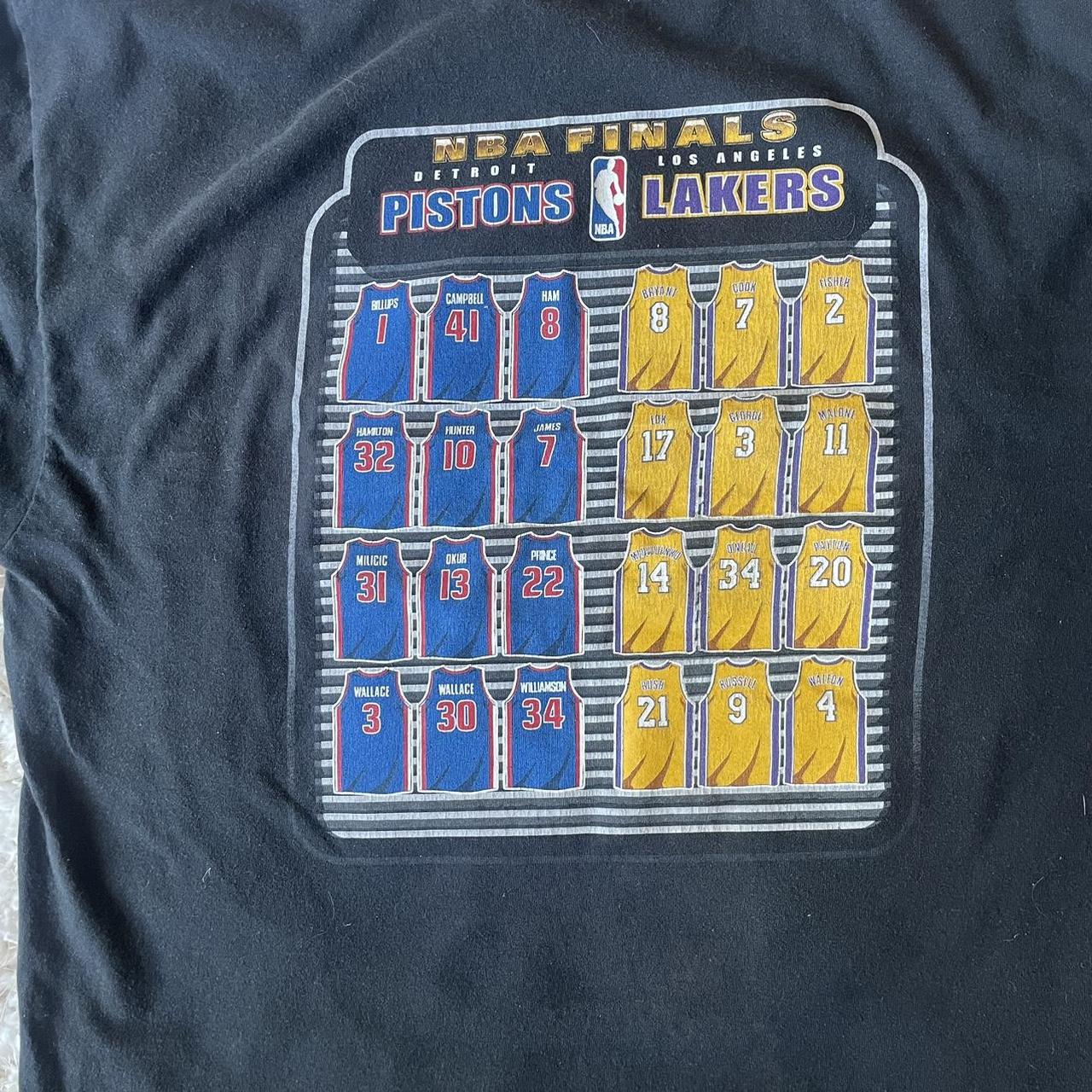 Mens XXL Blue Vintage 2004 NBA Detroit Pistons Champions The Finals T-Shirt