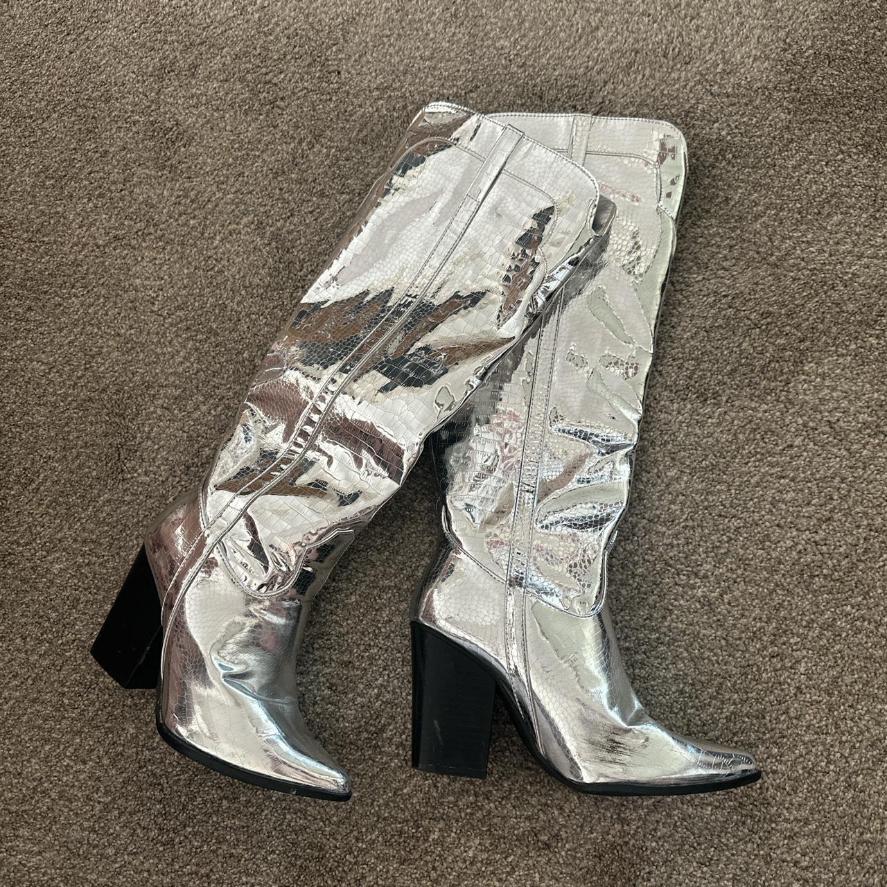 EGO silver cowboy cowgirl boots! So cute, wore them... Depop