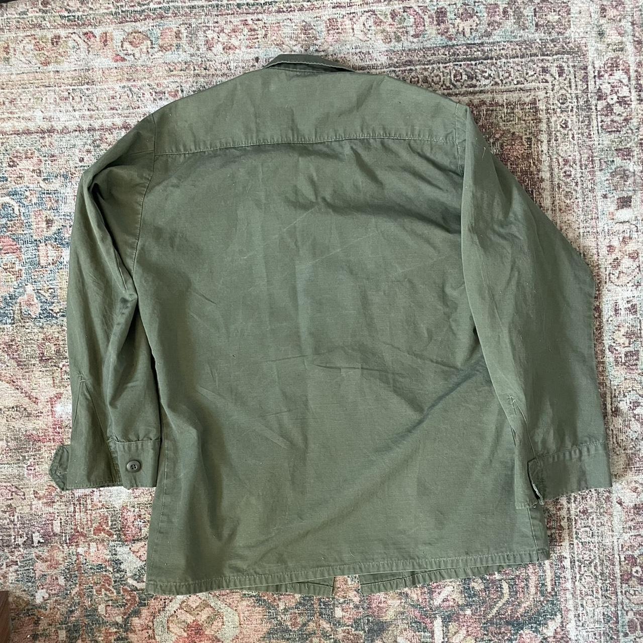 Vintage 70s Military Slant Pocket Uniform Shirt... - Depop