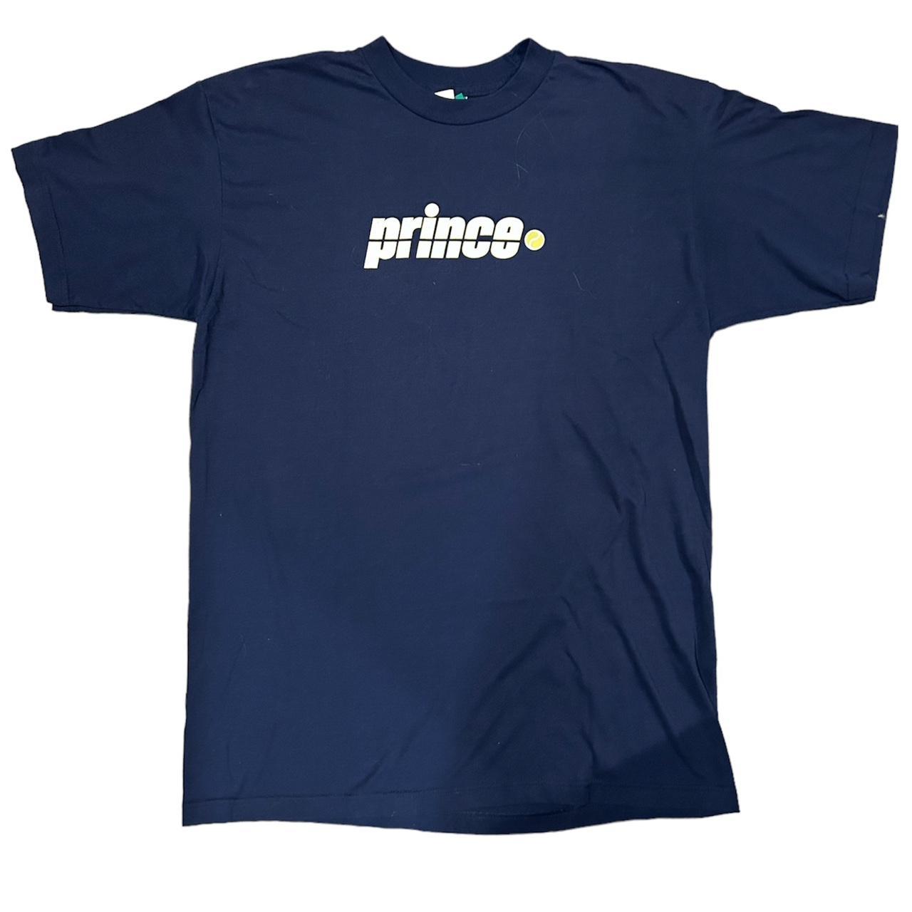 Prince Men's Navy and White Tshirt Depop