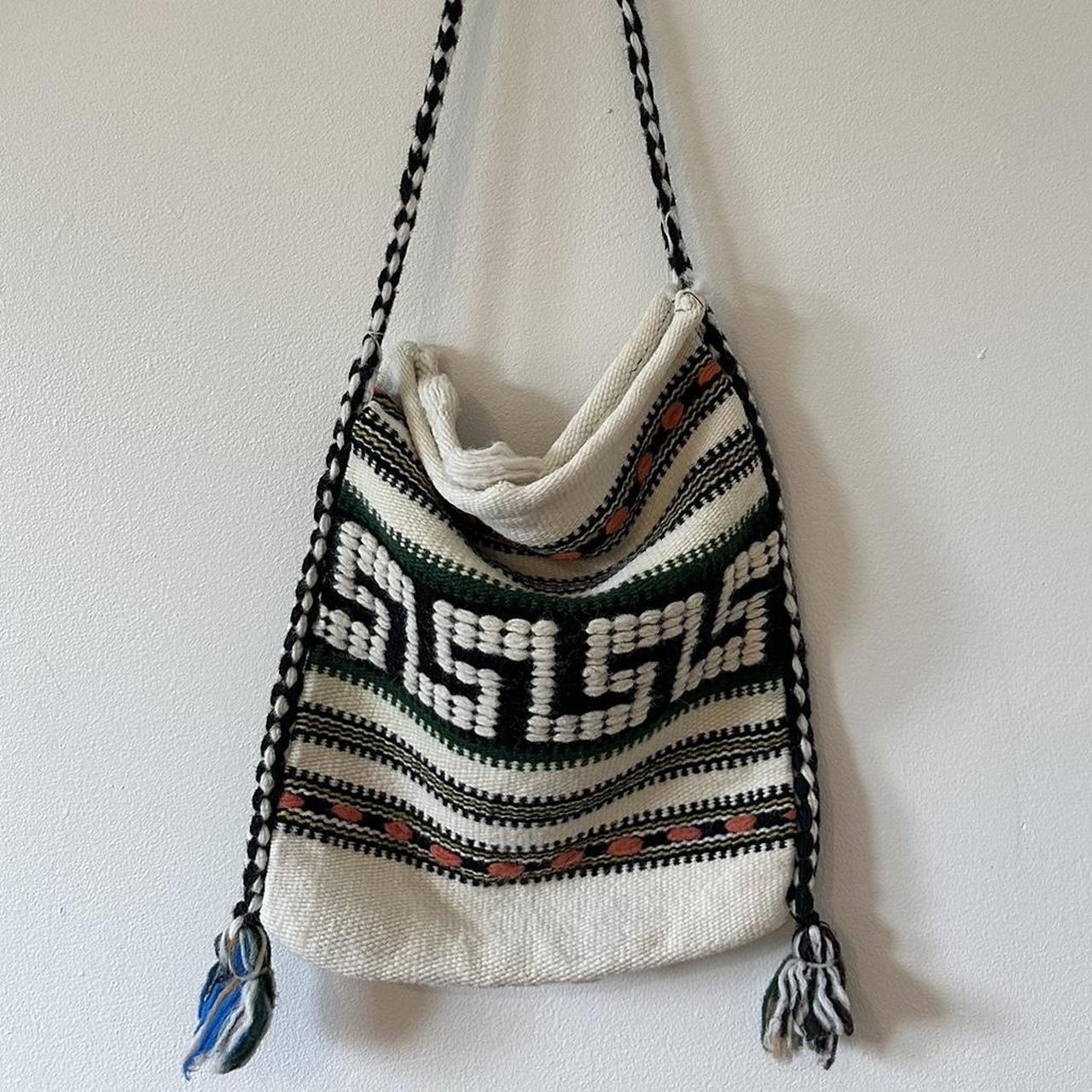 Folk art hand made South American egg shaped bag - Depop