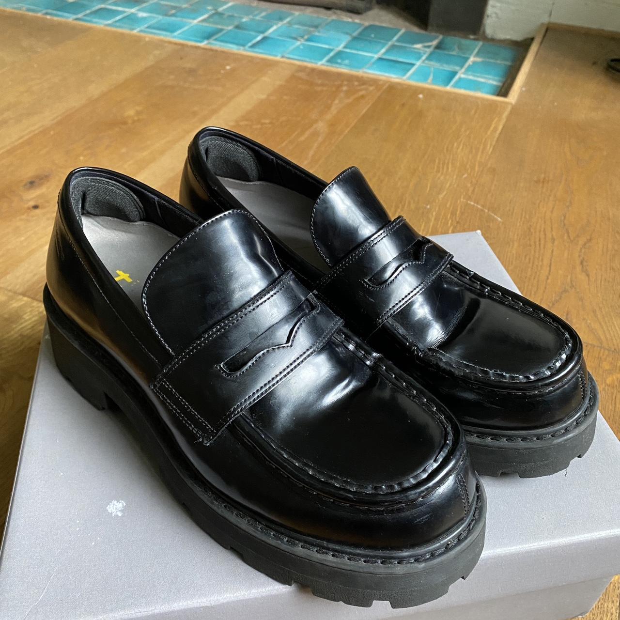 Black Cosmo Vagabond loafers size 6, worn a few... - Depop