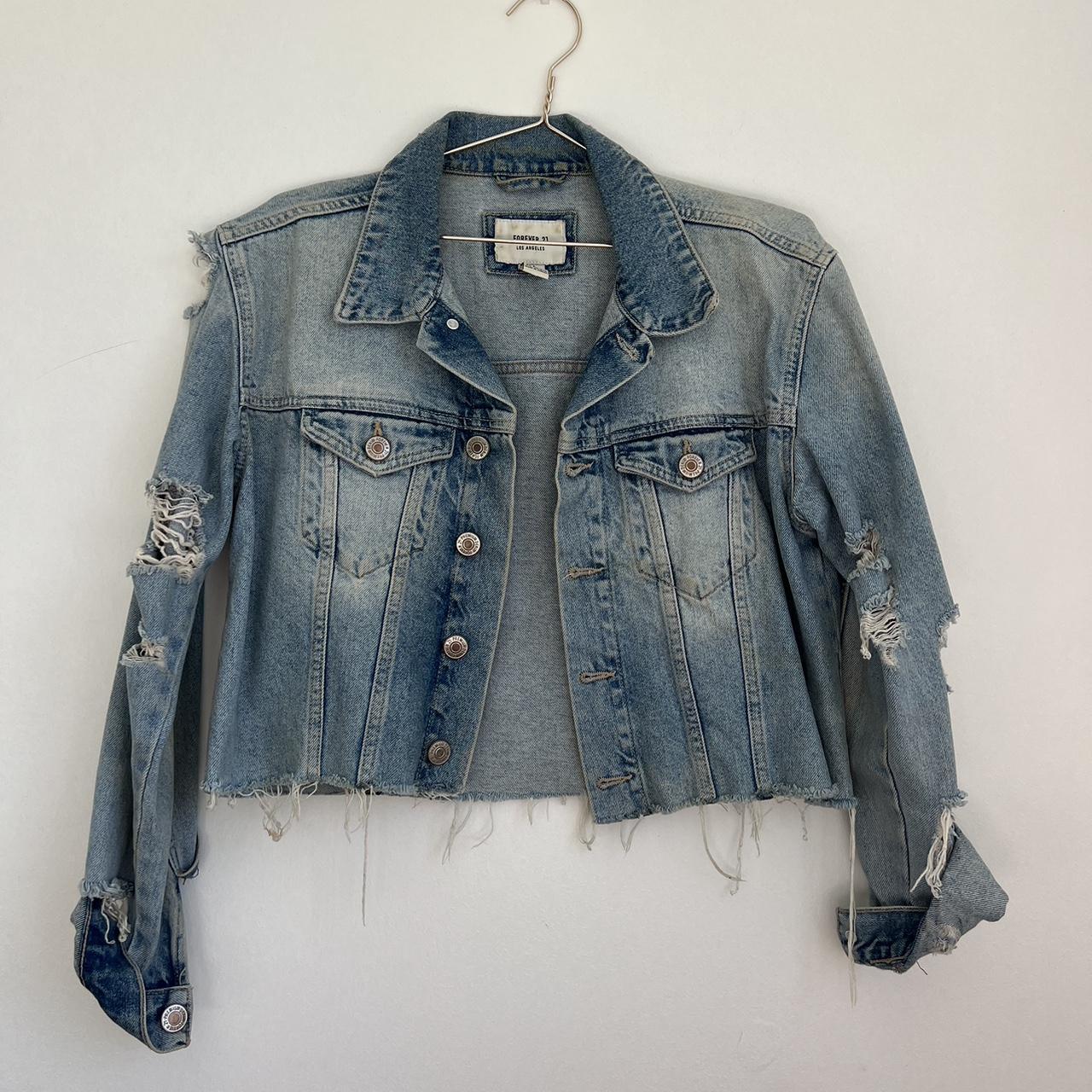 Forever 21 ripped fashion denim jacket