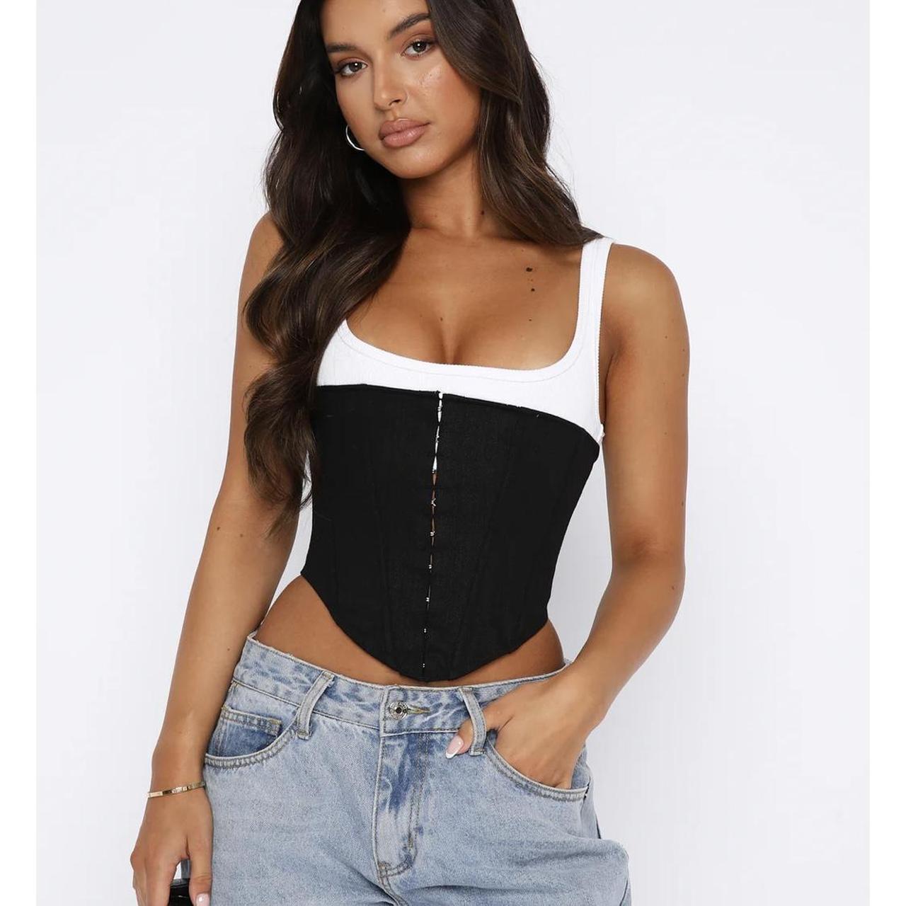 White fox lay it down bustier in black - Size XS - | Depop