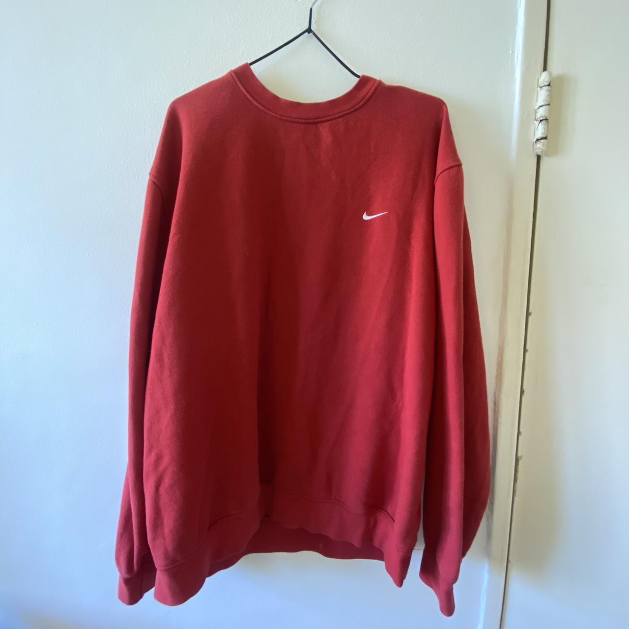 Red vintage Nike jumper in good condition with no... - Depop