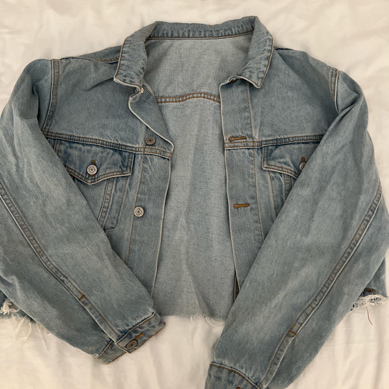 Brandy Melville denim jacket, distressed bottom and... Depop