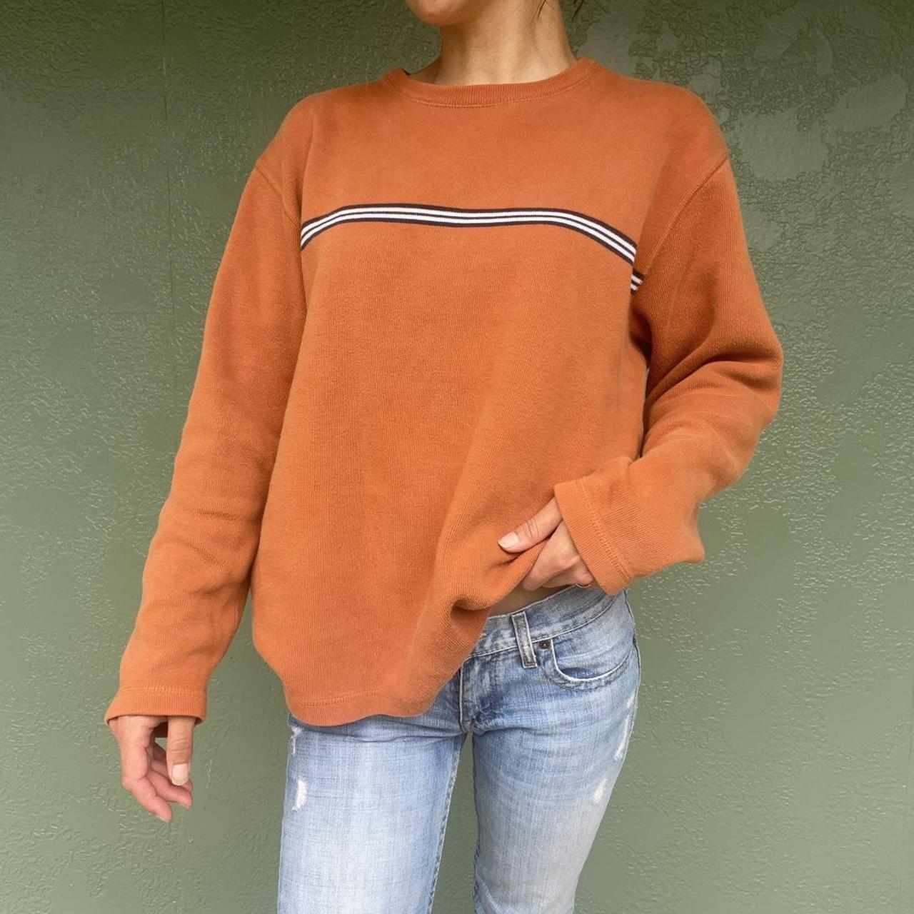 Old Navy Women's Orange and Navy Tshirt Depop