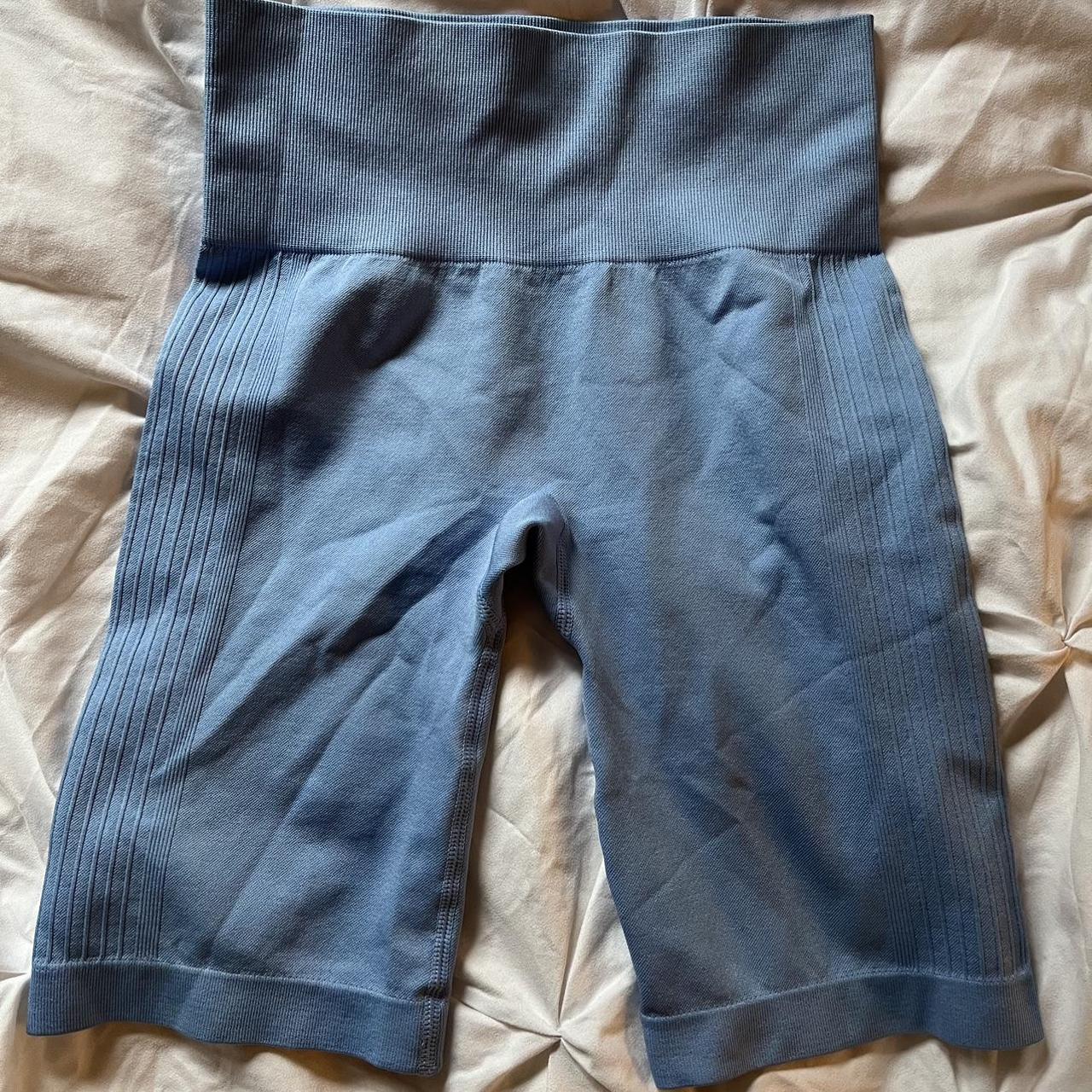 blue gym cycling shorts size 6 message if... - Depop