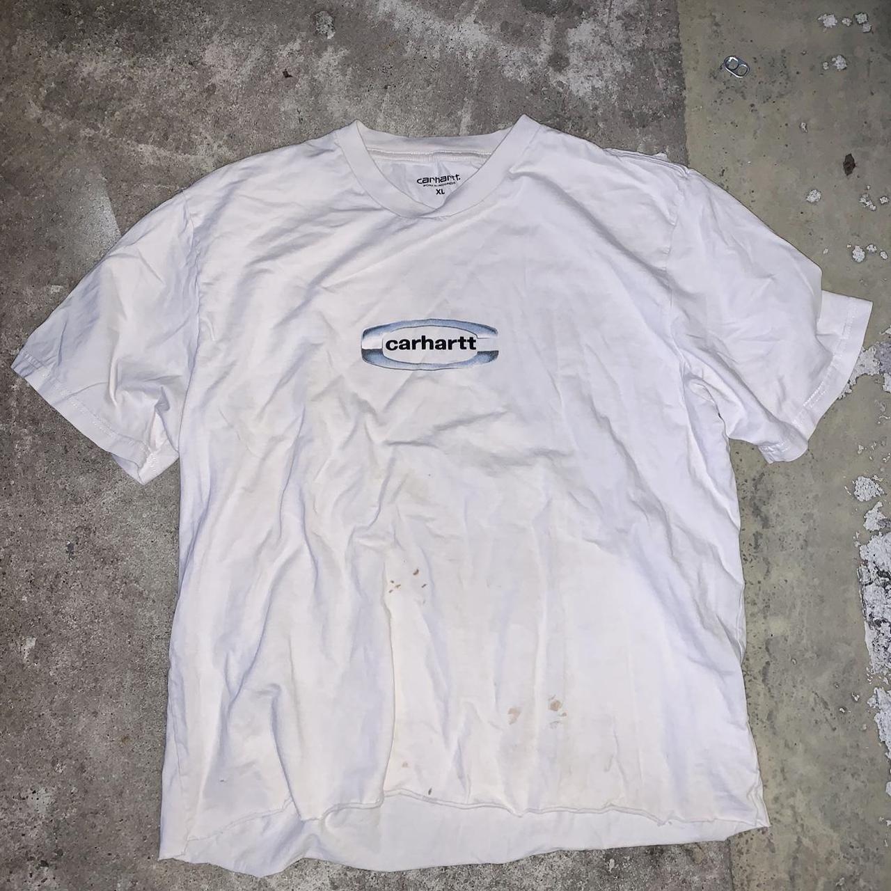 Ripped and stained Carhartt WIP t shirt. Men’s XL... - Depop