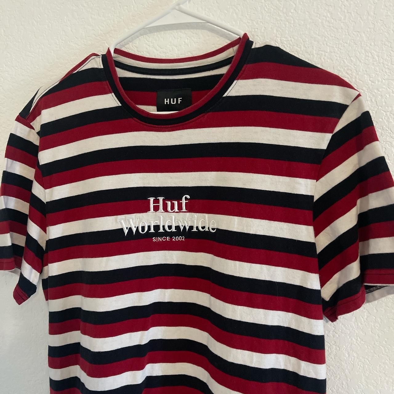 huf red striped shirt